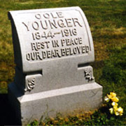 Photo of Cole Younger grave marker.